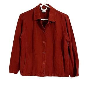 Johnny Was Collection Red Linen Rayon Collared Button Jacket Blouse Size XS